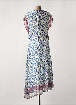 Robe longue manches courtes manches courtes bleu SAM & LILI femme
