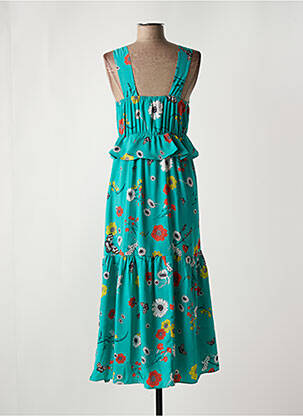 Robe mi-longue imprimé fleurs sans manche vert PURPLE'S femme