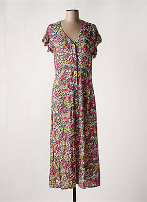 Robe longue manches courtes manches courtes rose LEO & UGO femme