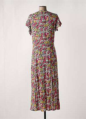 Robe longue manches courtes manches courtes rose LEO & UGO femme