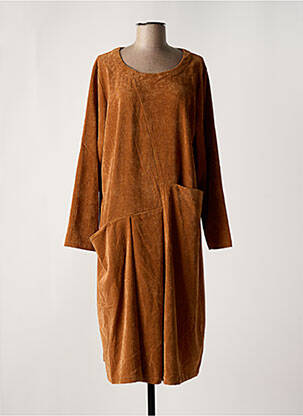 Robe mi-longue manches longues manches longues marron KOKOMARINA femme