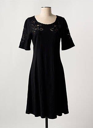 Robe mi-longue manches courtes manches courtes noir LEO & UGO femme
