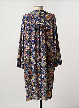 Robe mi-longue imprimé fleurs manches longues bleu VIE NOCTURNE femme