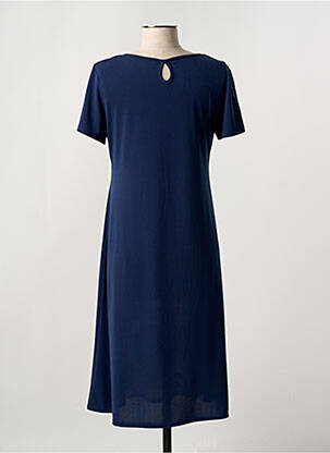 Robe mi-longue imprimé fleurs manches courtes bleu JEAN DELFIN femme