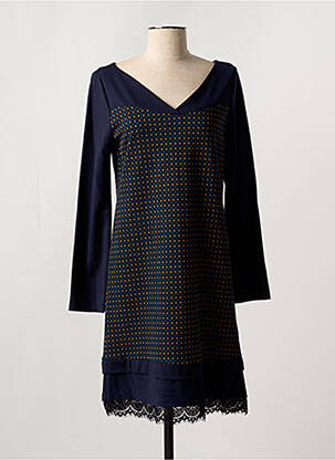 Robe mi-longue imprimé fantaisie manches longues bleu MISS SIDECAR femme