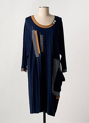 Robe mi-longue manches 3/4 manches 3/4 bleu ALAIN MURATI femme