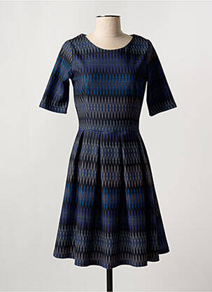 Robe mi-longue manches 3/4 manches 3/4 bleu FILLE A SUIVRE femme