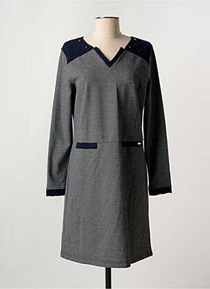 Robe mi-longue manches longues manches longues bleu THALASSA femme