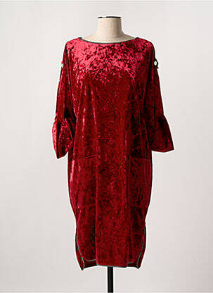 Robe mi-longue manches 3/4 manches 3/4 rouge COTTONADE femme
