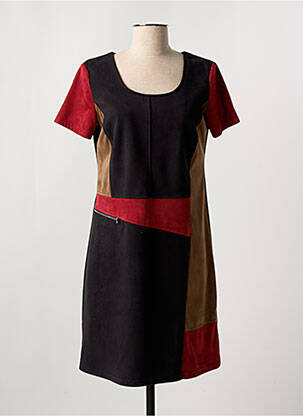 Robe mi-longue manches courtes manches courtes noir HALOGENE femme