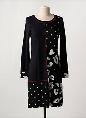Robe courte manches longues manches longues noir DOLCEZZA femme