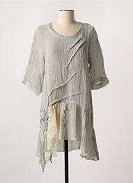 Tunique manches longues tissage crêpe gris MARILU femme
