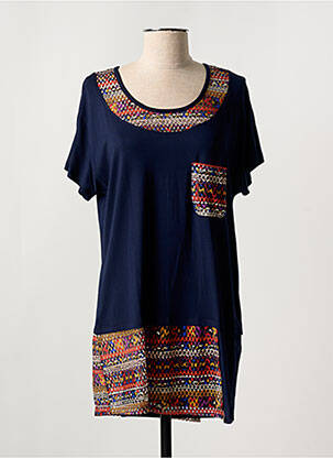 Tunique manches courtes tissage jersey bleu ALAIN MURATI femme