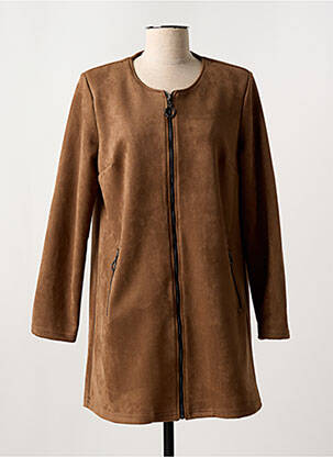 Manteau long coupe cintrée sans capuche marron HALOGENE femme