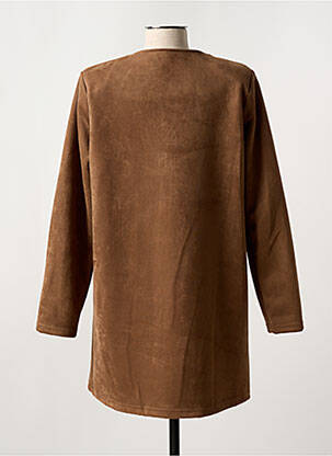 Manteau long coupe cintrée sans capuche marron HALOGENE femme