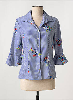 Chemisier coupe cintrée manches 3/4 bleu COTTONADE femme