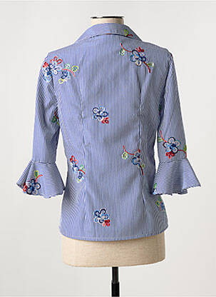 Chemisier coupe cintrée manches 3/4 bleu COTTONADE femme
