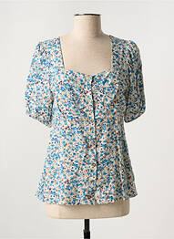 Chemisier imprimé fleurs manches longues bleu QUATTRO femme