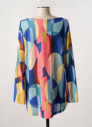 Pull tunique col rond manches longues bleu JOY femme