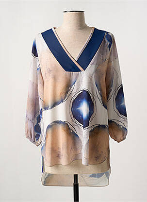 Blouse imprimé fantaisie manches 3/4 beige JOY femme