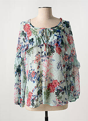 Blouse imprimé fantaisie manches longues bleu HALOGENE femme