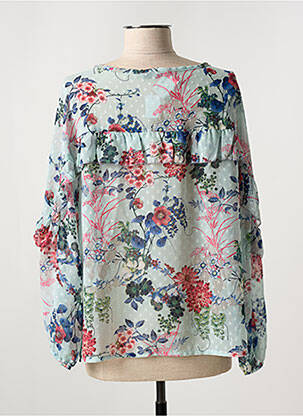 Blouse imprimé fantaisie manches longues bleu HALOGENE femme