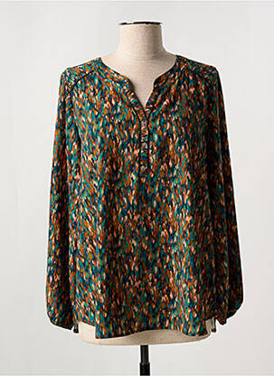 Blouse imprimé fantaisie manches longues vert VIE NOCTURNE femme