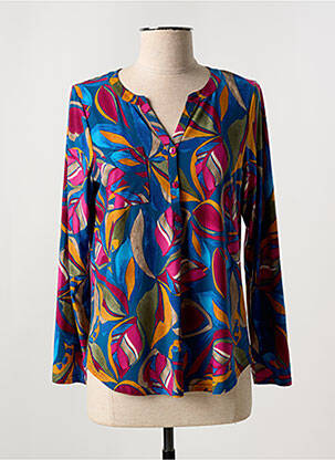 Blouse imprimé fantaisie manches longues bleu HALOGENE femme