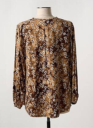 Blouse imprimé fantaisie manches longues marron HALOGENE femme
