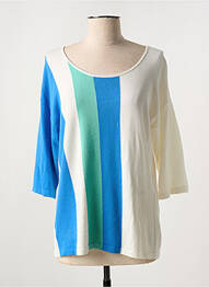 Pull col rond manches 3/4 bleu MARINA V femme