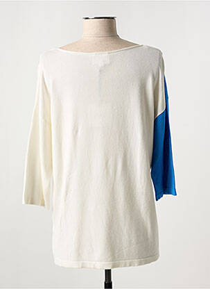 Pull col rond manches 3/4 bleu MARINA V femme