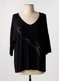 T-shirt imprimé fantaisie manches 3/4 noir EGO femme