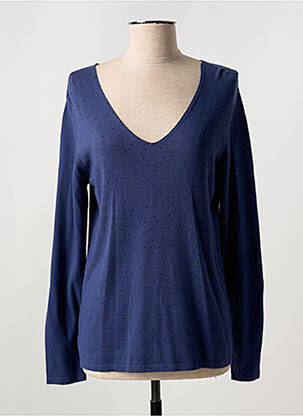 Pull col v manches longues bleu GIORGIO BARBARA femme