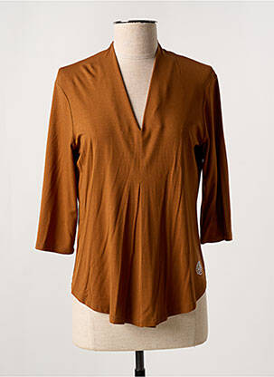 Top coupe fluide manches 3/4 marron DIVAS femme