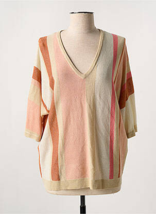 Pull col v manches 3/4 beige MARINA V femme