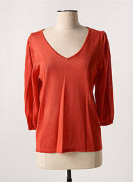 Pull coupe cintrée manches 3/4 orange MARINA V femme