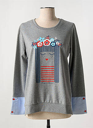 Sweat-shirt manches longues manches longues gris MISS SIDECAR femme