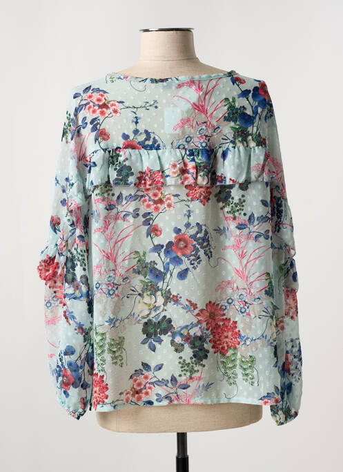Blouse imprimé fantaisie manches longues bleu HALOGENE femme