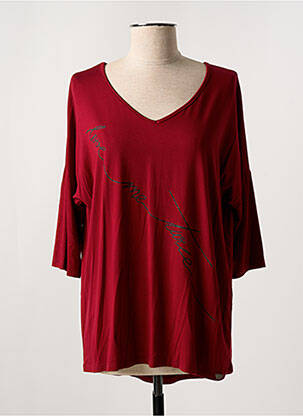 T-shirt coupe droite manches 3/4 rouge EGO femme