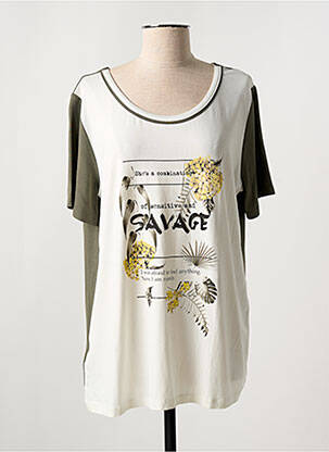 T-shirt sérigraphie avec strass manches courtes vert JAZZ femme