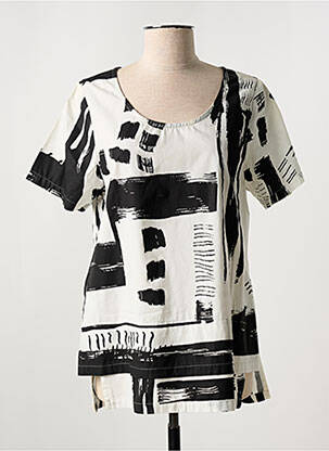 Blouse tissage popeline manches courtes noir KOKOMARINA femme