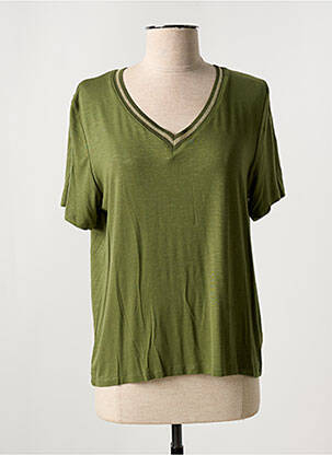 T-shirt col v manches courtes vert MARINA V femme
