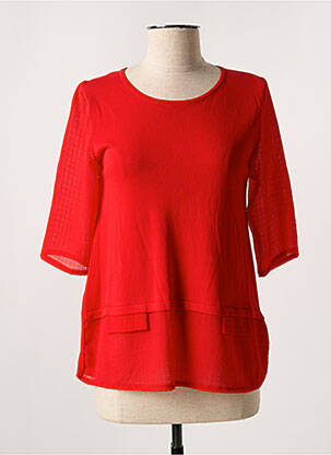 Top coupe fluide manches 3/4 rouge LEO & UGO femme