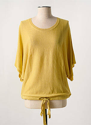 Pull resserrée sur le bas manches courtes jaune BEN NINO femme