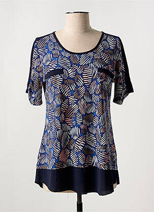 Tunique manches courtes coupe cintrée bleu HALOGENE femme