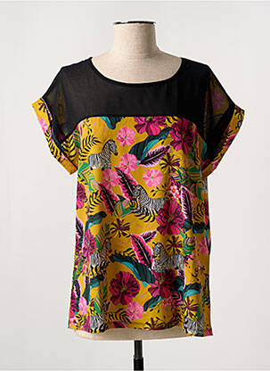 Blouse col rond manches courtes jaune MISS SIDECAR femme