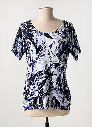 Pull coupe cintrée manches courtes bleu LEO & UGO femme