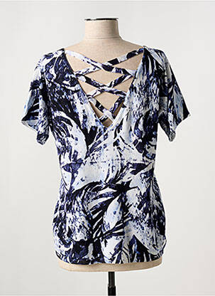 Pull coupe cintrée manches courtes bleu LEO & UGO femme