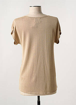 Pull coupe cintrée manches courtes marron LEO & UGO femme