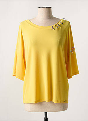 Top tissage crêpe manches 3/4 jaune EGO femme